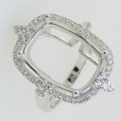 14K White Gold Semi Mount Ring Setting Cushion CU 18X13mm - Syzjewelry