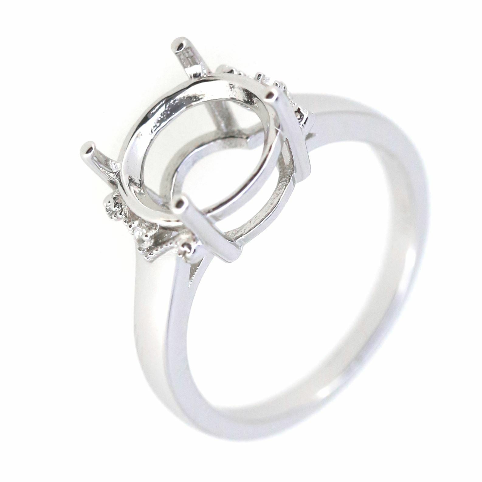 14K White Gold Semi Mount Ring Setting Round RD 10x10mm Solitaire - Syzjewelry