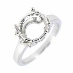 14K White Gold Semi Mount Ring Setting Round RD 10x10mm Solitaire - Syzjewelry