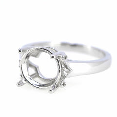 14K White Gold Semi Mount Ring Setting Round RD 10x10mm Solitaire - Syzjewelry