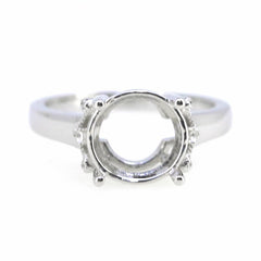 14K White Gold Semi Mount Ring Setting Round RD 10x10mm Solitaire - Syzjewelry