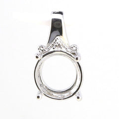 14K White Gold Semi Mount Pendants Setting Round RD 10x10mm - Syzjewelry