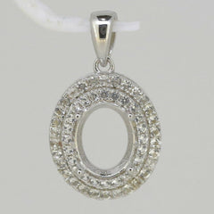 Sterling Silver Semi Mount Pendant Setting Oval OV 9x7mm White Topaz W - Syzjewelry