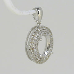 Sterling Silver Semi Mount Pendant Setting Oval OV 9x7mm White Topaz W - Syzjewelry