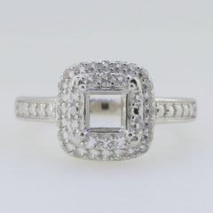 Sterling Silver Semi Mount Ring Setting Princess SQ 5X5mm White Topaz - Syzjewelry