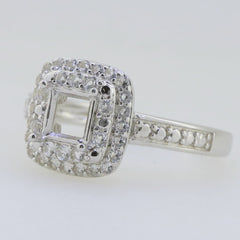 Sterling Silver Semi Mount Ring Setting Princess SQ 5X5mm White Topaz - Syzjewelry