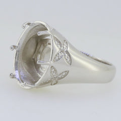 Sterling Silver Semi Mount Ring Setting Oval OV 16x12mm White Topaz PJC15071 - Syzjewelry