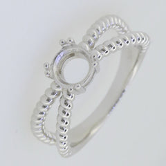 Sterling Silver Semi Mount Ring Setting Round RD 6.5mm White Topaz PJC16809R - Syzjewelry