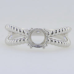 Sterling Silver Semi Mount Ring Setting Round RD 6.5mm White Topaz PJC16809R - Syzjewelry