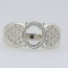 Sterling Silver Semi Mount Ring Setting Oval OV 10x8mm White Topaz Solid - Syzjewelry