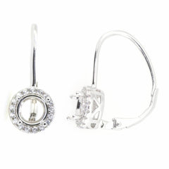 Sterling Silver Semi Mount Earrings Setting Round RD 6x6mm White Topaz PJ - Syzjewelry