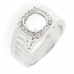 Men's 14K White Gold Semi Mount Ring Setting Round RD 9x9mm Size 11 - Syzjewelry