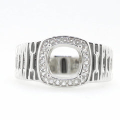 Men's 14K White Gold Semi Mount Ring Setting Round RD 9x9mm Size 11 - Syzjewelry