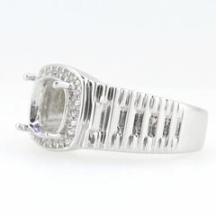 Men's 14K White Gold Semi Mount Ring Setting Round RD 9x9mm Size 11 - Syzjewelry