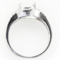 Men's 14K White Gold Semi Mount Ring Setting Round RD 9x9mm Size 11 - Syzjewelry