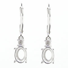 14K White Gold Semi Mount Earrings Setting Oval OV 8X6mm PJC16855E-1 - Syzjewelry