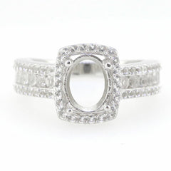 14K White Gold Semi Mount Ring Setting Oval OV 9X7mm PJC4093R-1 - Syzjewelry