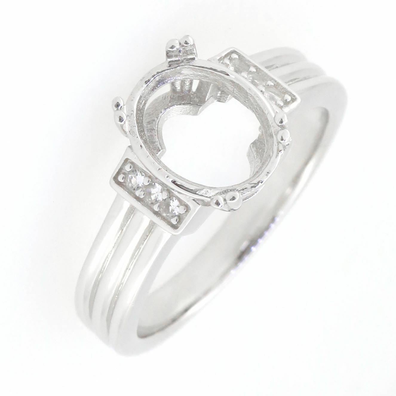 14K White Gold Semi Mount Ring Setting Oval OV 10X8mm DK21293R-1 - Syzjewelry