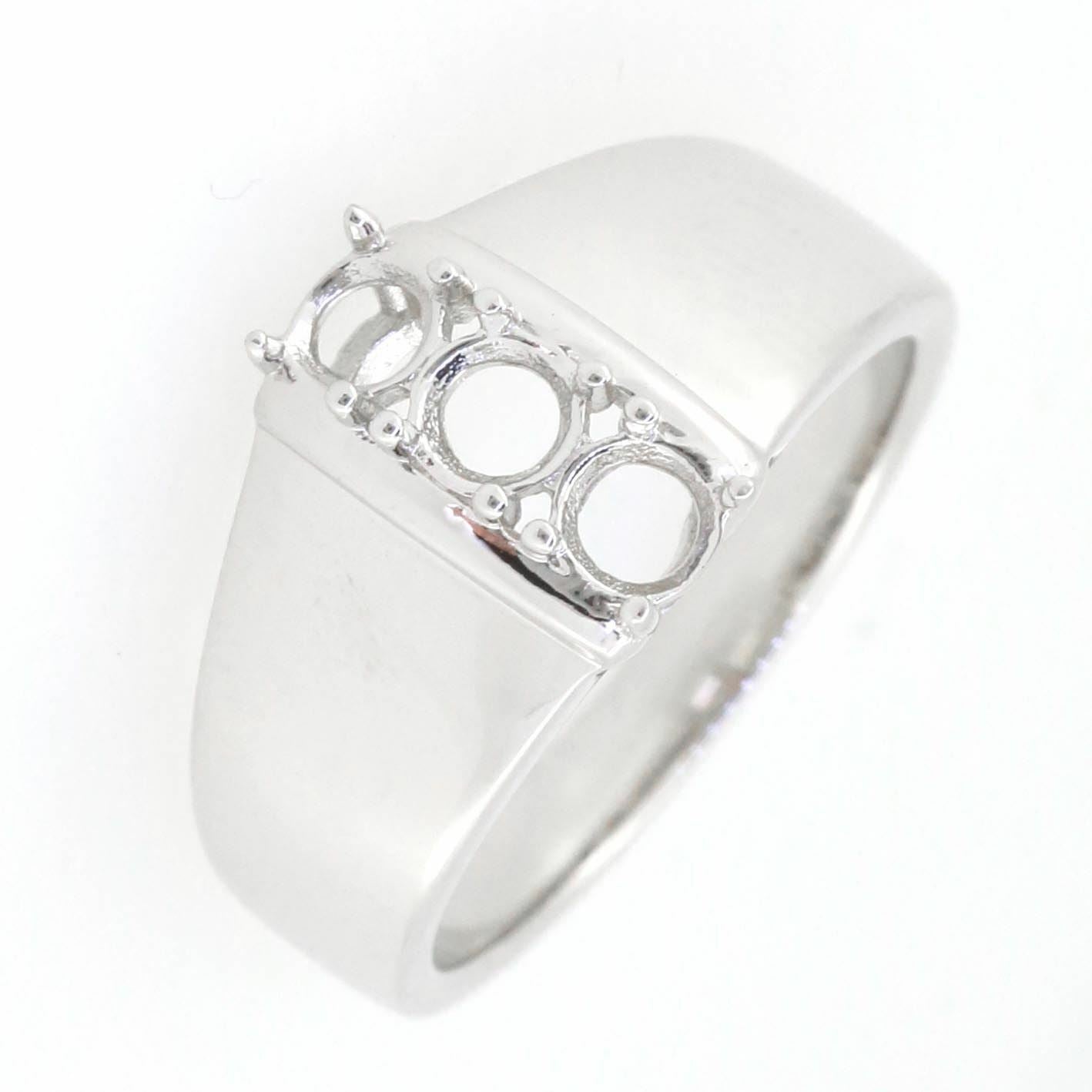 14K White Gold Semi Mount Ring Setting Round RD 4x4mm - Syzjewelry