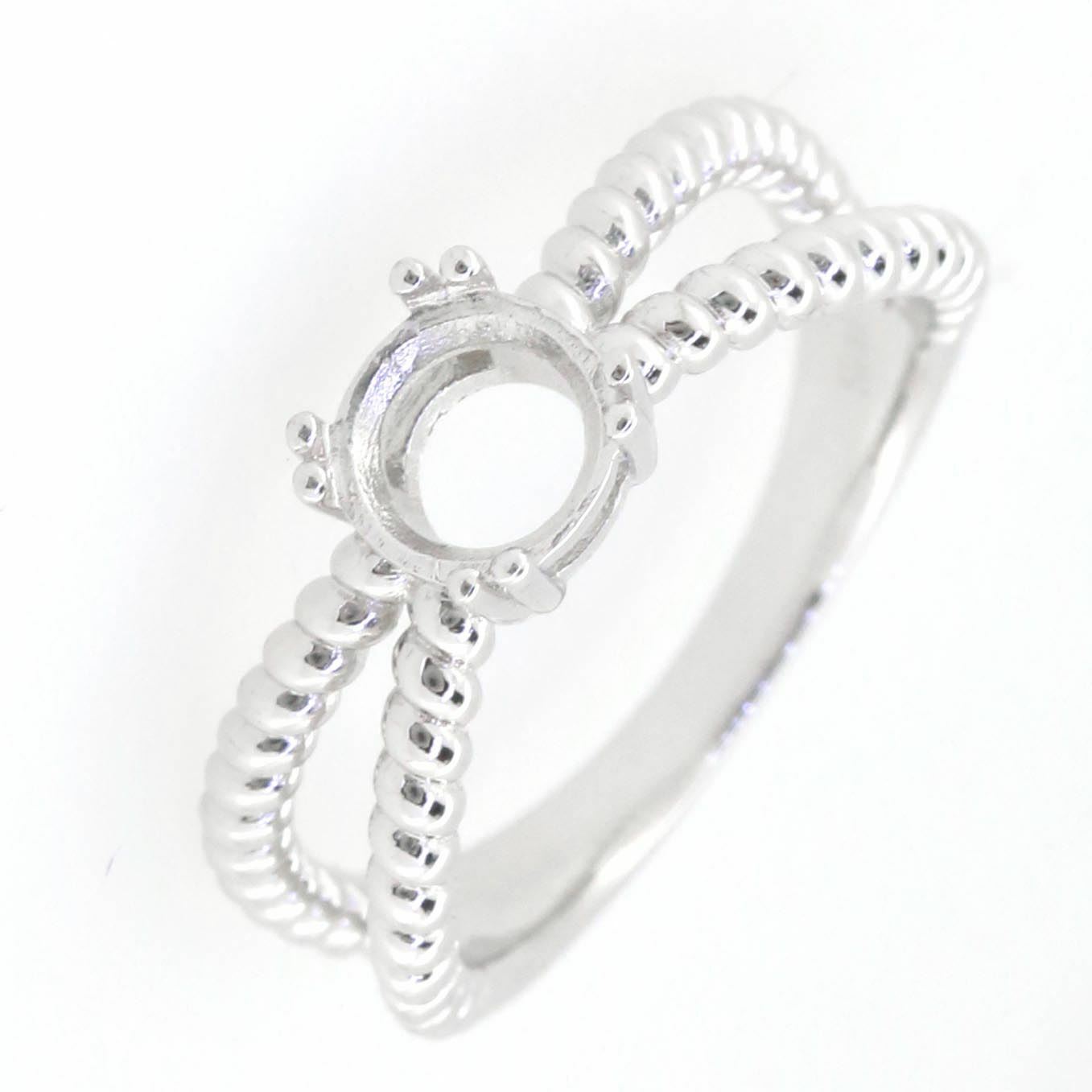 14K White Gold Semi Mount Ring Setting Round RD 6.5mm - Syzjewelry