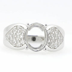 14K White Gold Semi Mount Ring Setting Oval OV 10x8mm - Syzjewelry