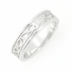 14K White Gold 5 mm Claddagh Band Celtic Knot Ring - Syzjewelry