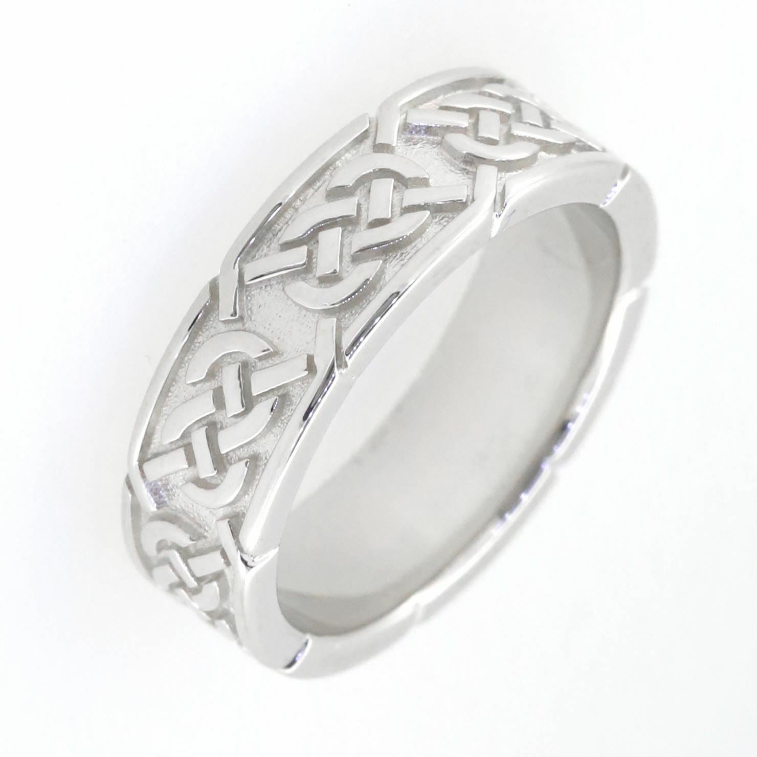 14K White Gold 6 mm Celtic Knot Band Ring - Syzjewelry