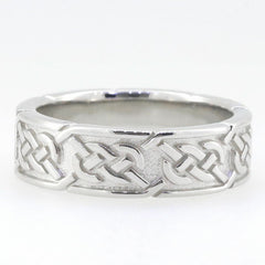 14K White Gold 6 mm Celtic Knot Band Ring - Syzjewelry