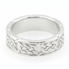 14K White Gold 6 mm Celtic Knot Band Ring - Syzjewelry