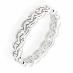 14K White Gold 4 mm Celtic Knot Band Ring - Syzjewelry