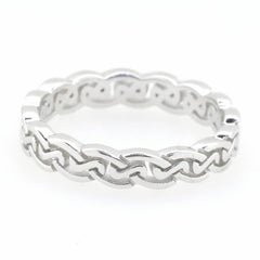 14K White Gold 4 mm Celtic Knot Band Ring - Syzjewelry