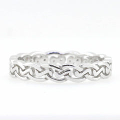 14K White Gold 4 mm Celtic Knot Band Ring - Syzjewelry