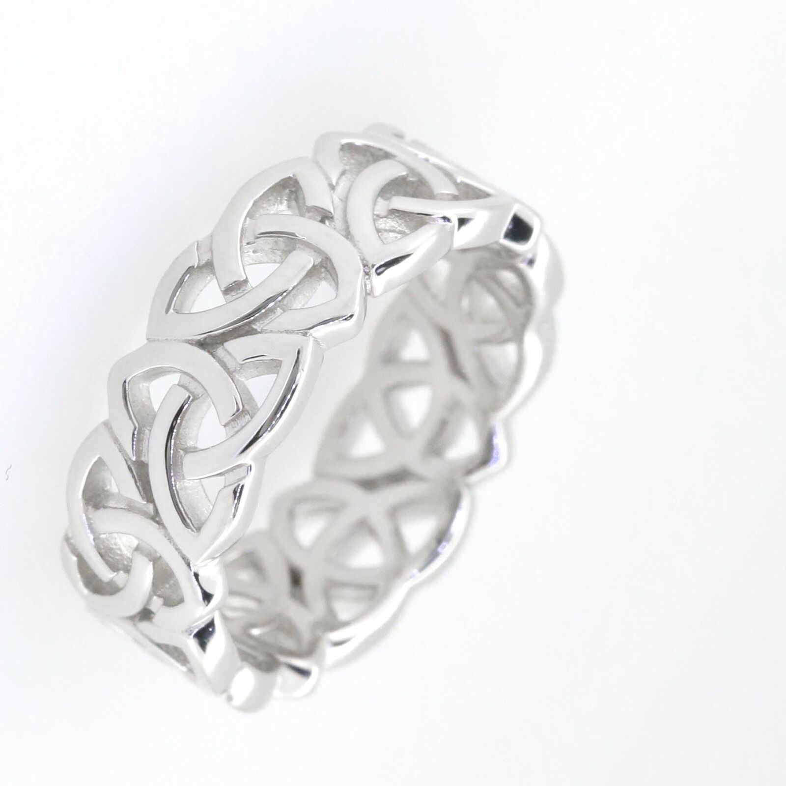 14K White Gold 7 mm Celtic Knot Band Ring - Syzjewelry