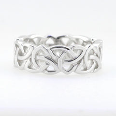 14K White Gold 7 mm Celtic Knot Band Ring - Syzjewelry