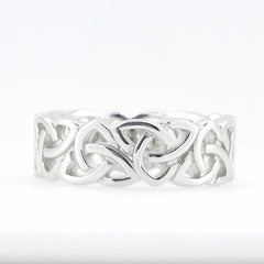 14K White Gold 7 mm Celtic Knot Band Ring - Syzjewelry