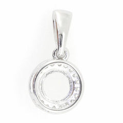 14K White Gold Semi Mount Pendant Setting Round RD 6x6mm - Syzjewelry