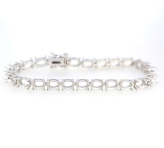 14k White gold Semi Mount Bracelet Setting Oval OV 9X7mm 20964 - Syzjewelry