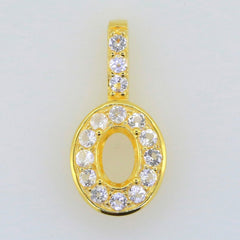 Sterling Silver Semi Mount Pendant Setting Oval OV 7X5mm White Topaz PJC2301 - Syzjewelry