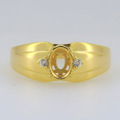 Yellow Gold Plated Men's Sterling Silver Semi Mount Ring Setting Oval OV 8X6 - Syzjewelry