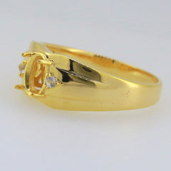 Yellow Gold Plated Men's Sterling Silver Semi Mount Ring Setting Oval OV 8X6 - Syzjewelry