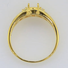 Yellow Gold Plated Men's Sterling Silver Semi Mount Ring Setting Oval OV 8X6 - Syzjewelry