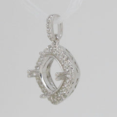 Sterling Silver Semi Mount Pendant Setting Cushion Cu 8x8mm Double Halo Topaz So - Syzjewelry