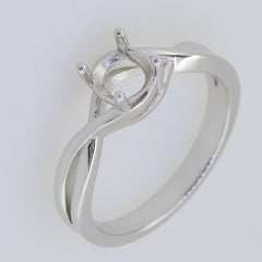 Sterling Silver Semi Mount Ring Setting Round RD 6x6mm Crisscross Whit - Syzjewelry