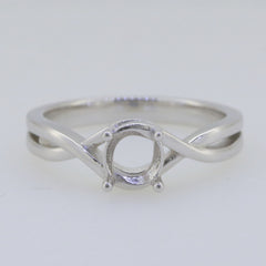 Sterling Silver Semi Mount Ring Setting Round RD 6x6mm Crisscross Whit - Syzjewelry