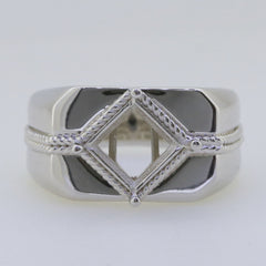 Men's Sterling Silver Semi Mount Ring Setting Princess SQ 7X7mm White - Syzjewelry