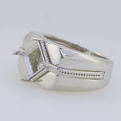 Men's Sterling Silver Semi Mount Ring Setting Princess SQ 7X7mm White - Syzjewelry