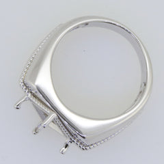 Men's Sterling Silver Semi Mount Ring Setting Princess SQ 7X7mm White - Syzjewelry