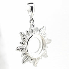 14K White Gold Semi Mount Pendant Setting Round RD 10x10mm DK20865P14KW - Syzjewelry