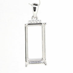 14K White Gold Semi Mount Pendant Setting Emerald OCT 20X10mm DK20490P14KW - Syzjewelry