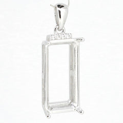 14K White Gold Semi Mount Pendant Setting Emerald OCT 20X10mm DK20490P14KW - Syzjewelry